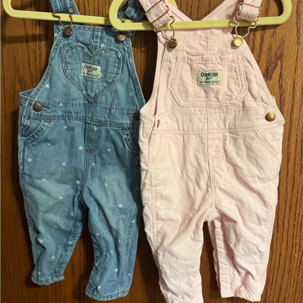 OshKosh B'gosh Pink and Blue Baby Girl Overalls